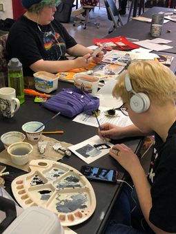 Advanced Art Students Working
